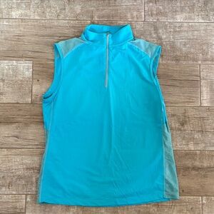Coolblast Ladies Sleeveless Blue Zip-Up Golf Top